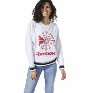 Bluza Damskie Reebok Classic Big Logo Crew Białe PL 76BZDXA